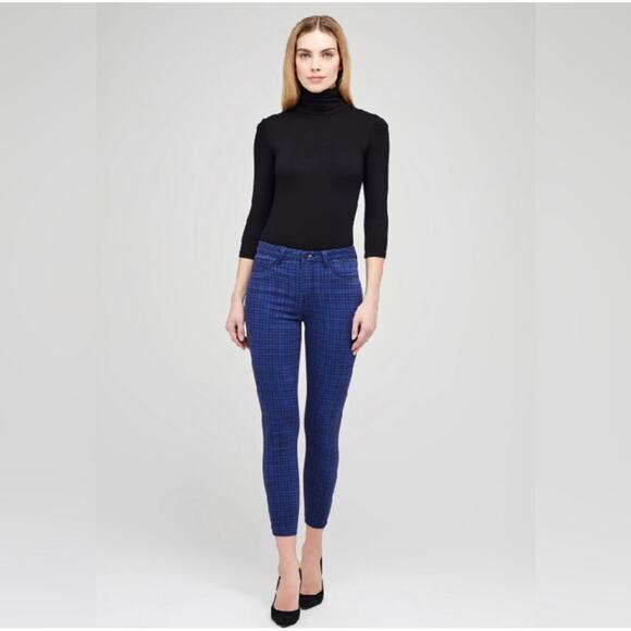 L’agence Margot Jean Retro Blue Black Houndstooth Size 25 NWT - Picture 1 of 11